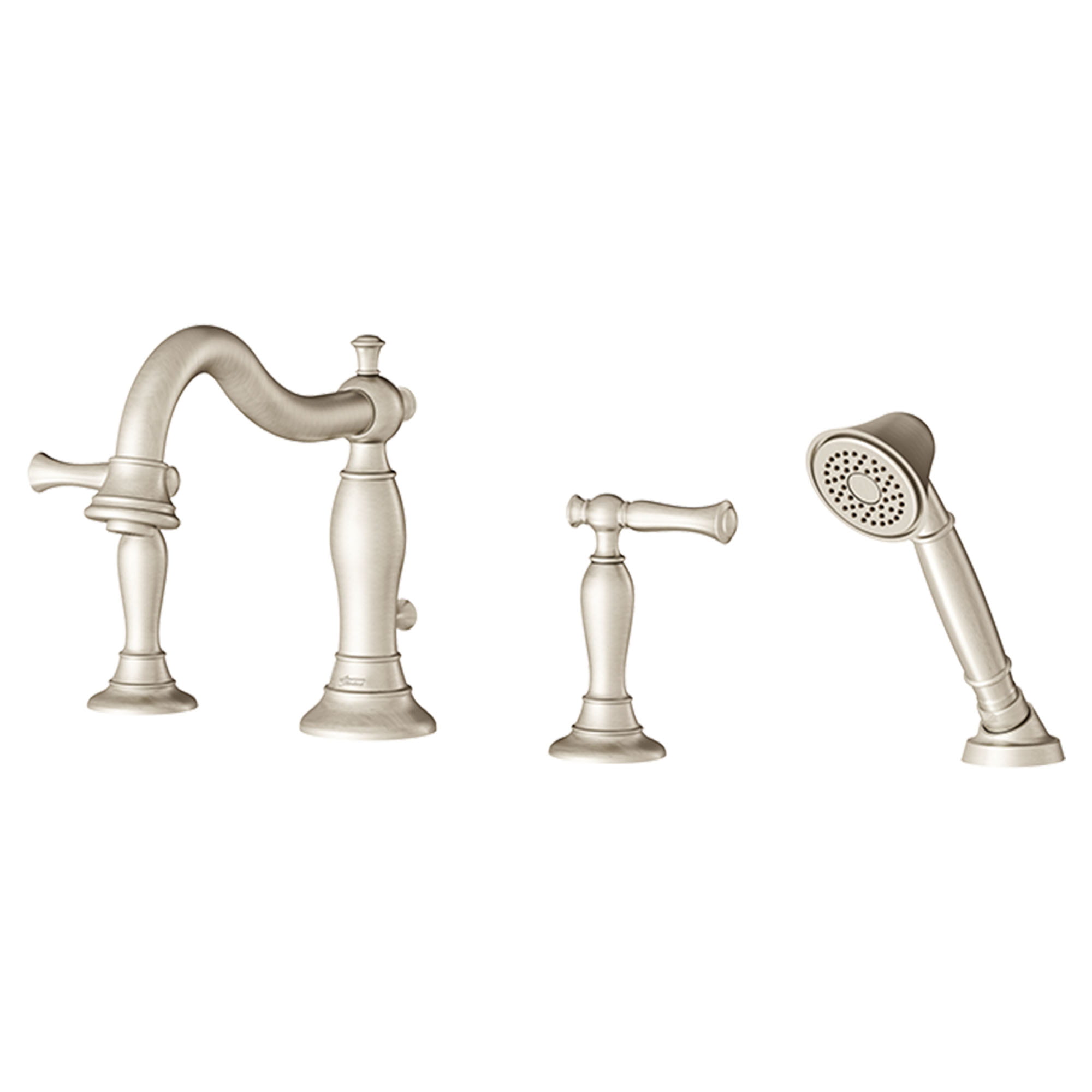 Quentin Bathtub Faucet With  Lever Handles and Personal Shower for Flash Rough In Valve   BRUSHED NICKEL